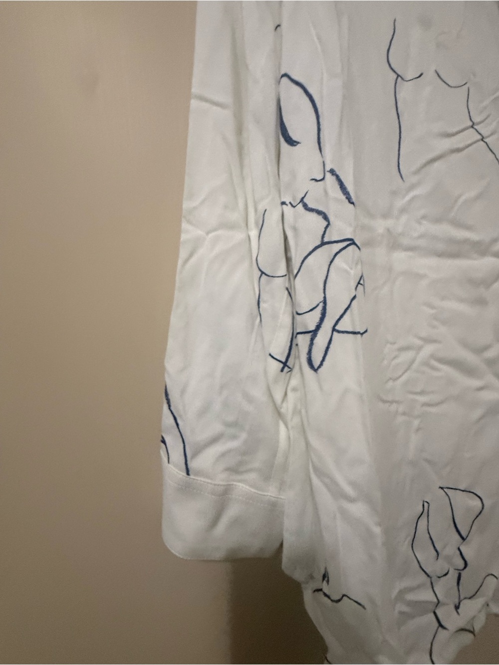 NWT PALOMA WOOL WOMENS LEANDRA BUTTON-UP BLOUSE, SIZE OS (MEDIUM), WHITE/BLUE - Picture 11 of 14